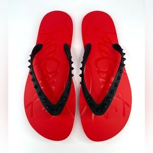 Christian Louboutin Loubi Flip Flat Spiked Rubber Flip Flops Men EU 45 - US 12